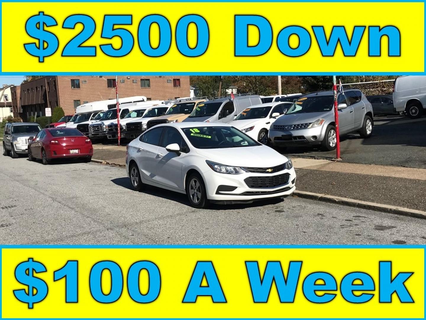 2018 White /Gray Chevrolet Cruze LS Auto (1G1BC5SM9J7) with an 1.4L L4 DOHC 16V TURBO engine, 6A transmission, located at 577 Chester Pike, Prospect Park, PA, 19076, (610) 237-1015, 39.886154, -75.302338 - Photo#0